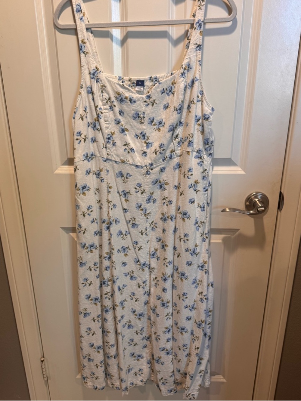 Old Navy White Floral Sundress with Blue Rose Print